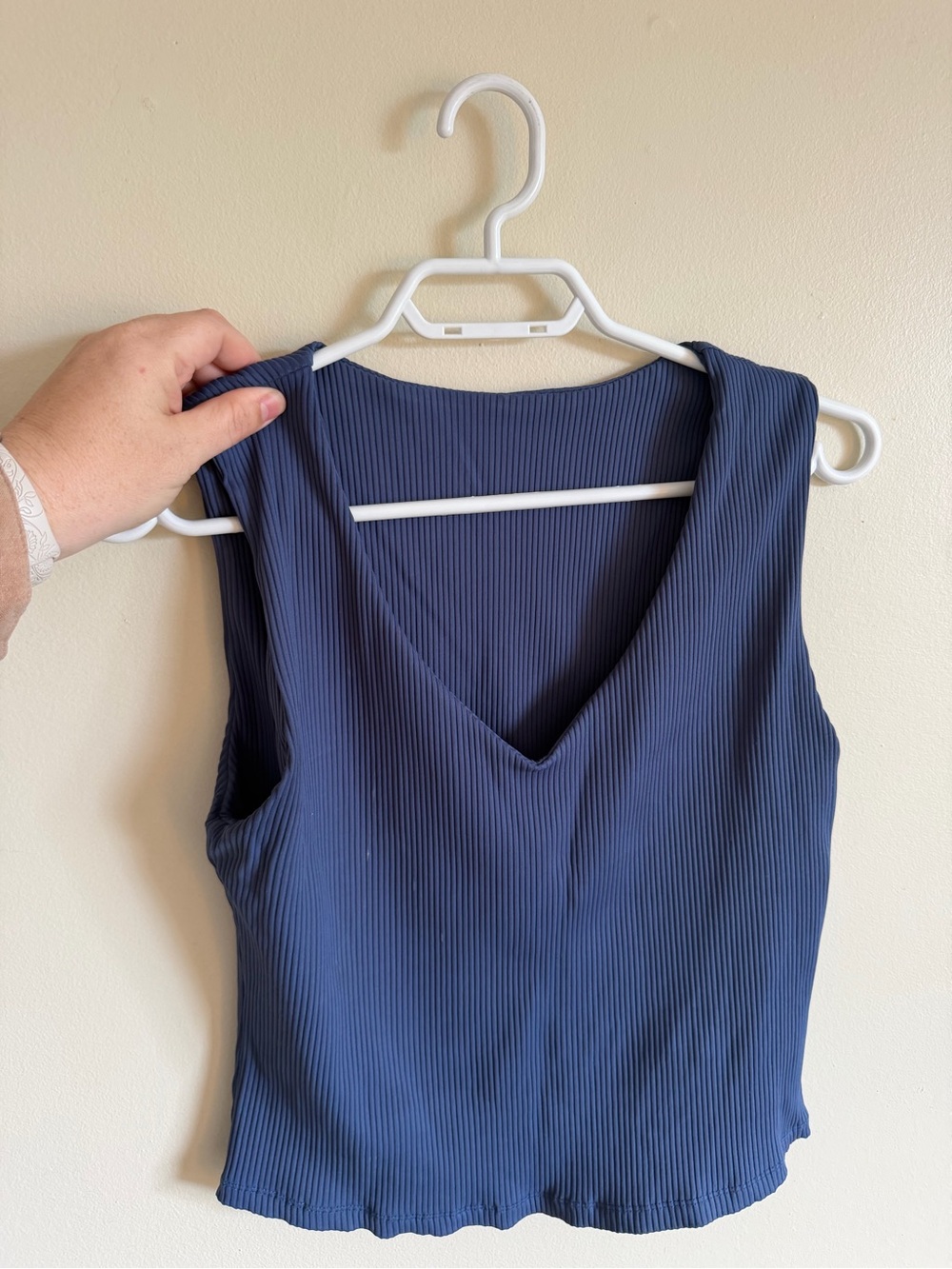 Daub and Design, Navy Ribbed V-Neck Crop Top